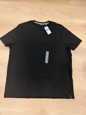 Perry Ellis Navy Ribbed Short Sleeve Crew Tee